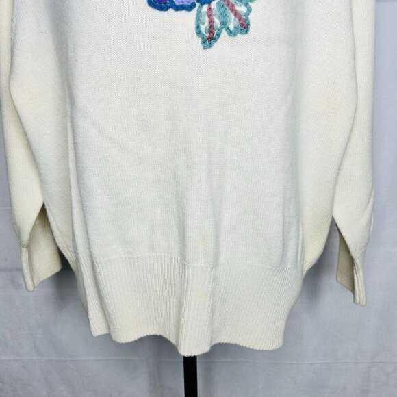 Catharine Lover Multicolor Wool Cowl Neck Pullover Sweater Womens Size 1X Cream - Picture 3 of 11